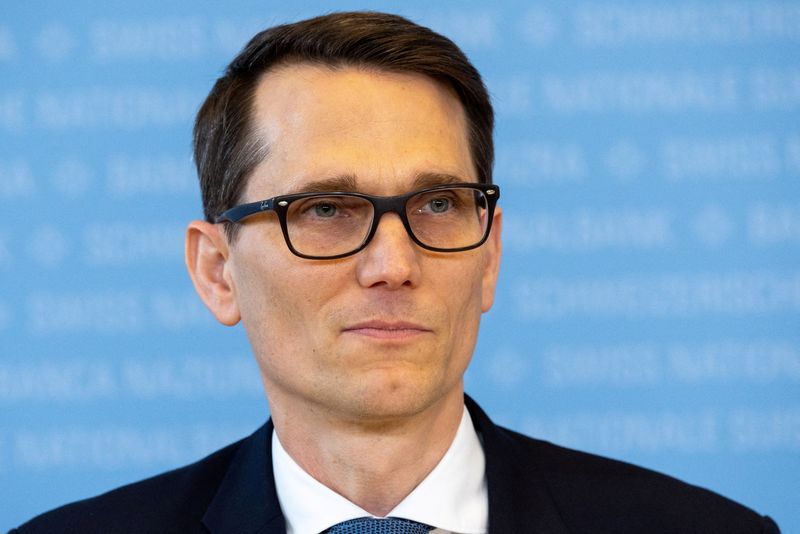 © Reuters. FILE PHOTO: Martin Schlegel Vice Chairman of the Governing Board attends the press conference at the Swiss National Bank (SNB) in Zurich, Switzerland, March 21, 2024. REUTERS/Denis Balibouse/File Photo