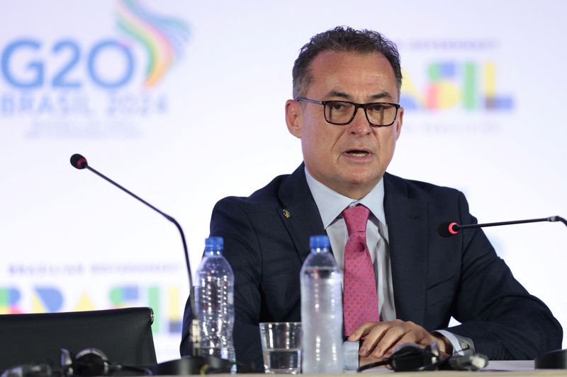 © Reuters. FILE PHOTO: President of the Deutsche Bundesbank Joachim Nagel speaks at a press conference during the G20 Finance Ministers and Central Banks Governors' meeting, in Sao Paulo, in Sao Paulo, Brazil, February 29, 2024. REUTERS/Carla Carniel/File Photo