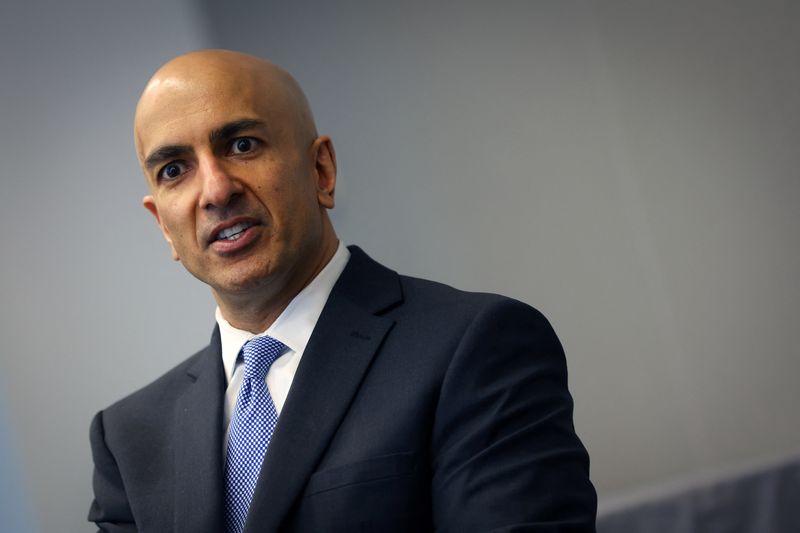 © Reuters. FILE PHOTO: Neel Kashkari, President and CEO of the Federal Reserve Bank of Minneapolis, speaks during an interview with Reuters in New York City, New York, U.S., May 22, 2023. REUTERS/Mike Segar/ File Photo