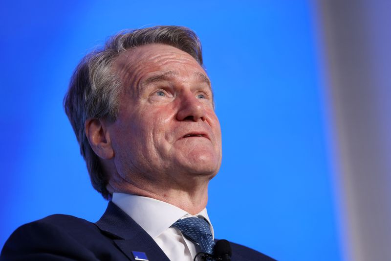 © Reuters. FILE PHOTO: Brian Moynihan, chair of the board and CEO of Bank of America, speaks during The Clearing House Annual Conference in New York City, U.S. November 13, 2024. REUTERS/Brendan McDermid/File Photo