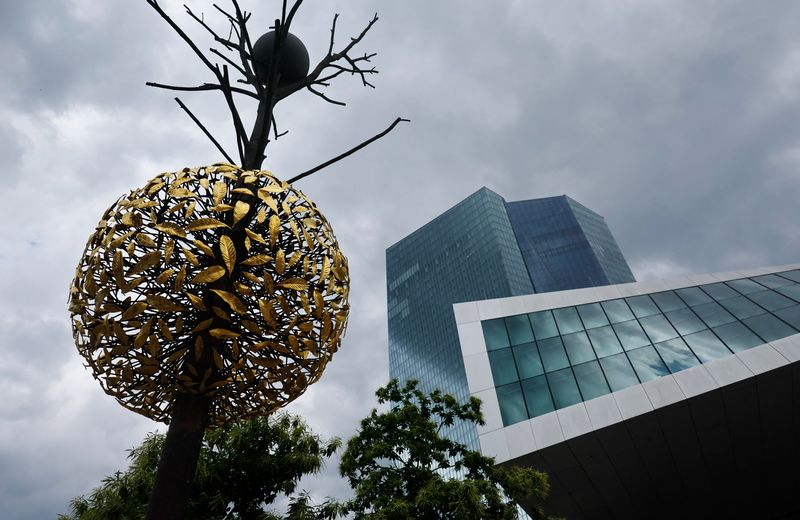 © Reuters. Dark clouds are seen over the building of the European Central Bank (ECB) before the ECB's monetary policy meeting in Frankfurt, Germany, June 6, 2024. REUTERS/Wolfgang Rattay