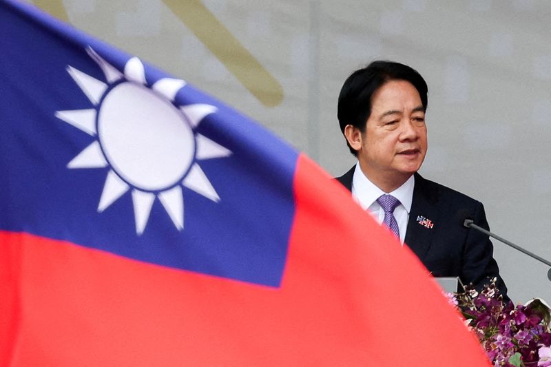 © Reuters. FILE PHOTO: Taiwan President Lai Ching-te gives a keynote address on the island's national day. in Taipei, Taiwan October 10, 2024. REUTERS/Ann Wang/File Photo