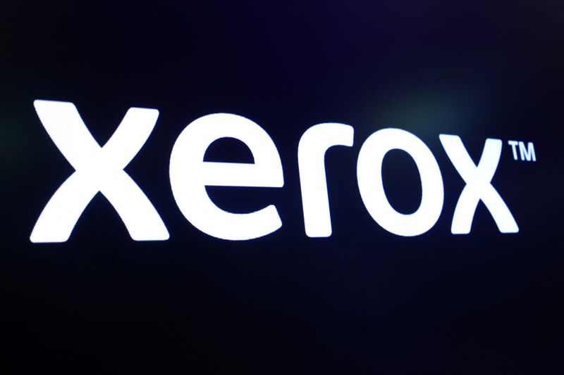 © Reuters. FILE PHOTO: The company logo for Xerox is displayed on a screen on the floor of the New York Stock Exchange (NYSE) in New York, U.S., March 11, 2019. REUTERS/Brendan McDermid/File Photo