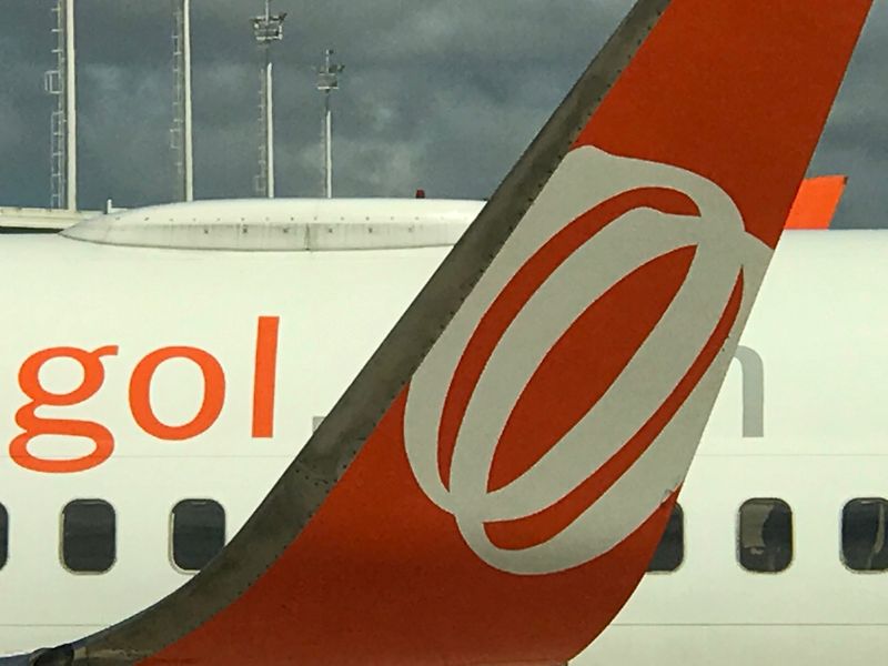 © Reuters. FILE PHOTO: The logo of Brazilian airline Gol Linhas Aereas Inteligentes SA is seen on a tail of an airplane at Augusto Severo International Airport in Natal, Brazil November 23, 2018. Picture taken November 23, 2018.  REUTERS/Paulo Whitaker/File Photo