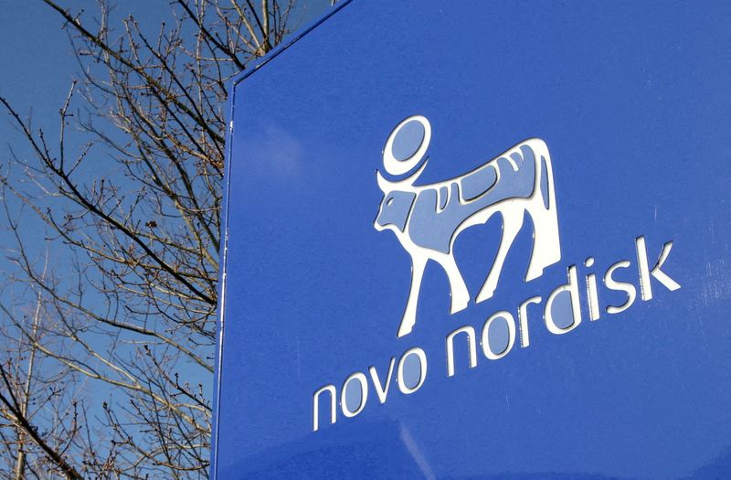 © Reuters. FILE PHOTO: A view shows the logo of Novo Nordisk at the company's office in Bagsvaerd, on the outskirts of Copenhagen, Denmark, March 8, 2024. REUTERS/Tom Little//File Photo