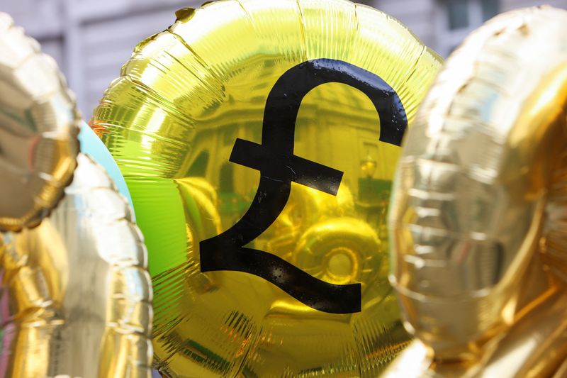 © Reuters. FILE PHOTO: The Bank of England is seen reflected on a balloon with the pound symbol in London, Britain, August 3, 2023. REUTERS/Susannah Ireland/File Photo