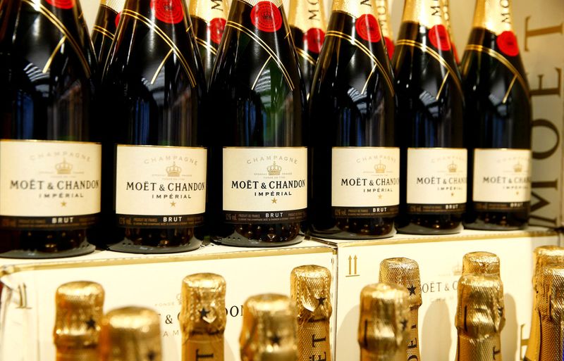 © Reuters. FILE PHOTO: Bottles of French Moet & Chandon champagne are offered at a supermarket of Swiss retail group Coop in Zumikon, Switzerland December 13, 2016.  REUTERS/Arnd Wiegmann/File Photo