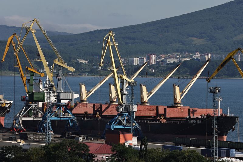 © Reuters. A view shows the Yan Dun Jiao 1 bulk carrier in the Vostochny container port in the shore of Nakhodka Bay near the port city of Nakhodka, Russia August 12, 2022. REUTERS/Tatiana Meel/File Photo