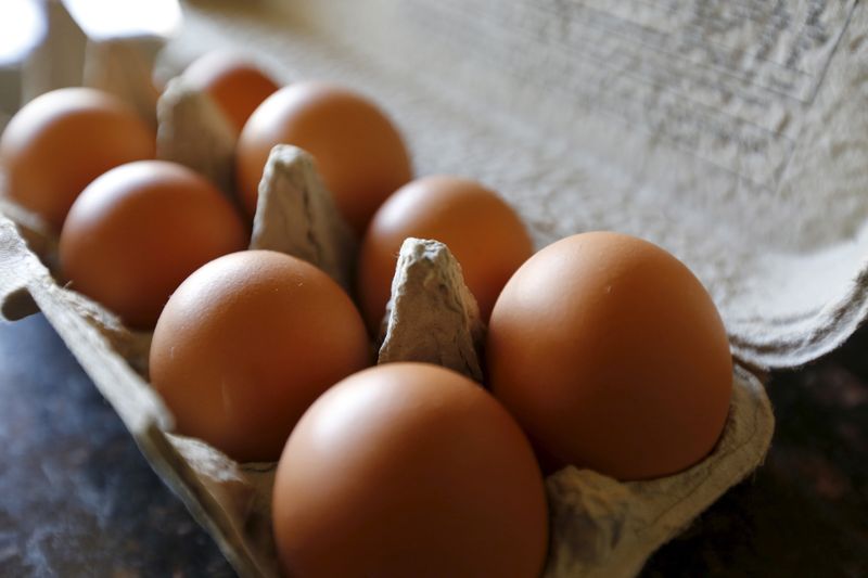 © Reuters. FILE PHOTO: Brown eggs are shown in their carton in a home in Palm Springs, California August 17, 2015. REUTERS/Sam Mircovich/File photo