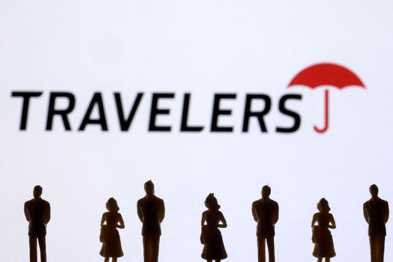 © Reuters. FILE PHOTO: Travelers logo is seen in this illustration taken November 10, 2024. REUTERS/Dado Ruvic/Illustration/File Photo