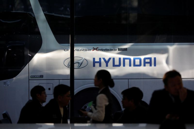 © Reuters. The logo of Hyundai Motors is seen at the company's headquarters in Seoul, South Korea, March 22, 2019.     REUTERS/Kim Hong-Ji/File Photo