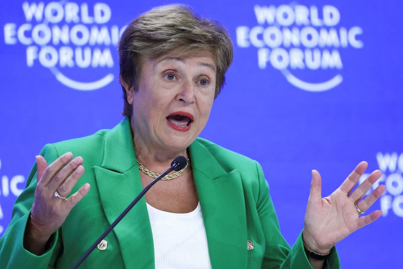 © Reuters. Kristalina Georgieva, Managing Director of the International Monetary Fund (IMF), attends the 55th annual World Economic Forum (WEF) meeting in Davos, Switzerland, January 24, 2025. REUTERS/Yves Herman