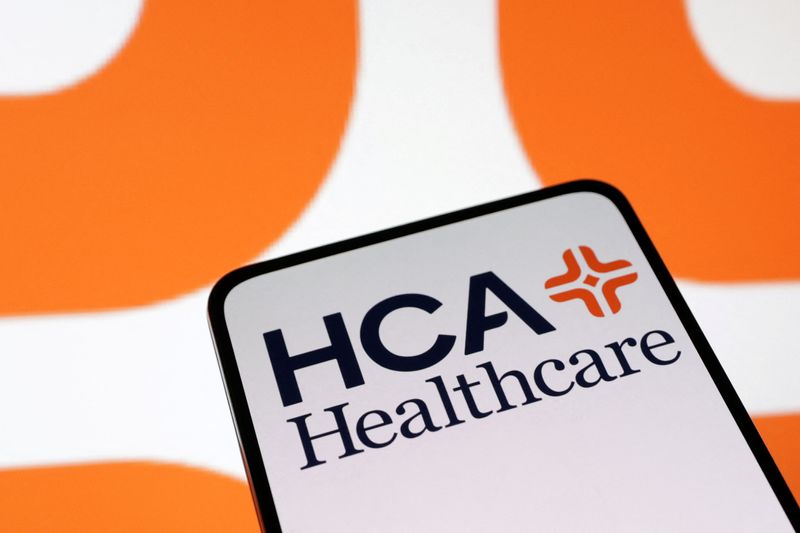 © Reuters. HCA Healthcare Inc logo is seen displayed in this illustration taken April 10, 2023. REUTERS/Dado Ruvic/Illustration