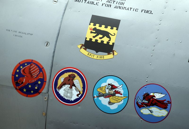 © Reuters. FILE PHOTO: The insignias for the five Tuskegee Airmen squads are seen on the side of a Tuskegee Army Airfield AY-6 Texan fighter plane during a ceremony to honor the airmen at Selfridge National Airbase in Harrison Township, Michigan June 19, 2012. REUTERS/Rebecca Cook/File Photo